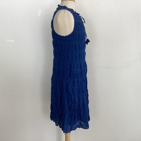 Max Studio Cobalt Blue Gauzy tiered Sleeveless Dress w/Tie Front Small NWT - Picture 10 of 14
